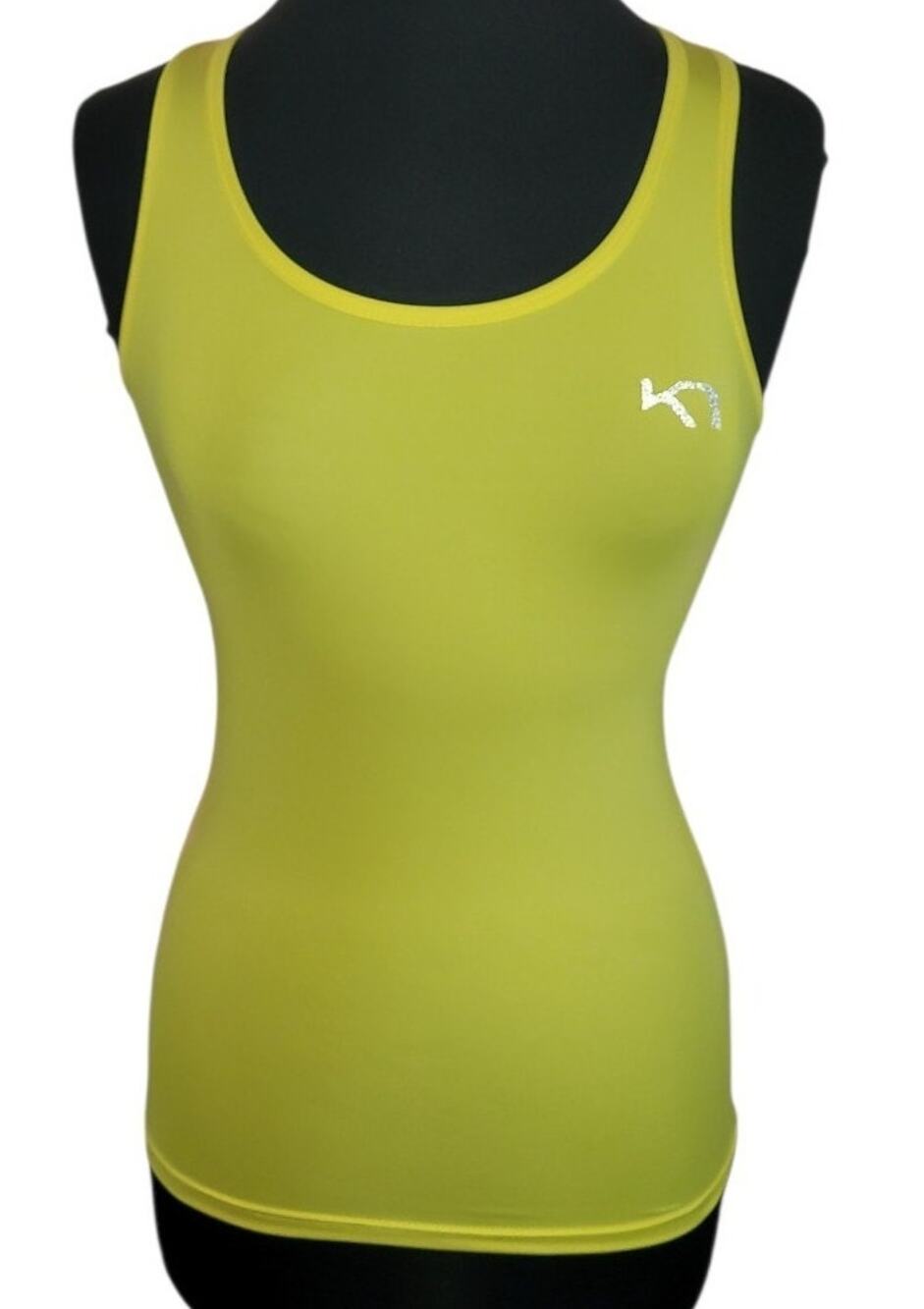 Kari Traa Neon Yellow Racerback Tank XS Norway Fitness Running Workout Gym